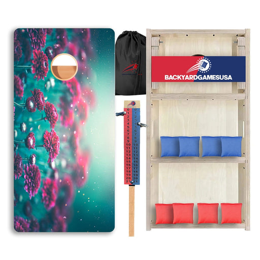 Red Flowers Professional Cornhole Boards