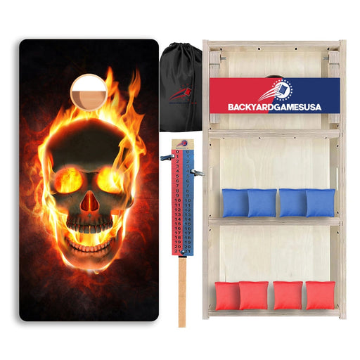 Fire Red Skull Professional Cornhole Boards