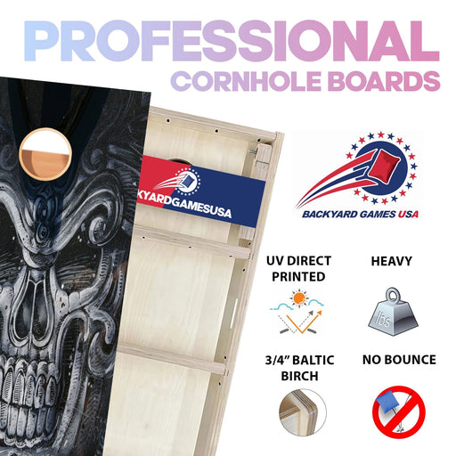 Large Creepy Skull Professional Cornhole Boards