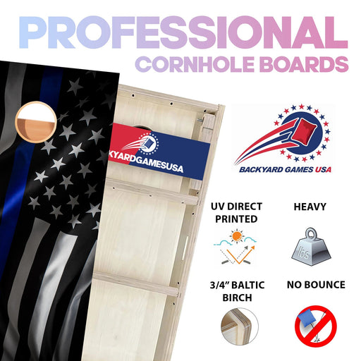 Blue Line Flag Professional Cornhole Boards
