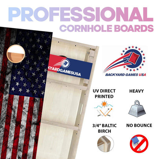 USA Flag with Black Color Professional Cornhole Boards