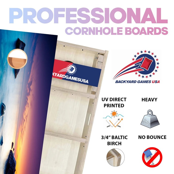 Blue Yellow Ocean Professional Cornhole Boards