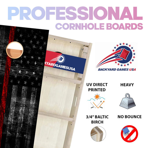 Dark Red Line Professional Cornhole Boards