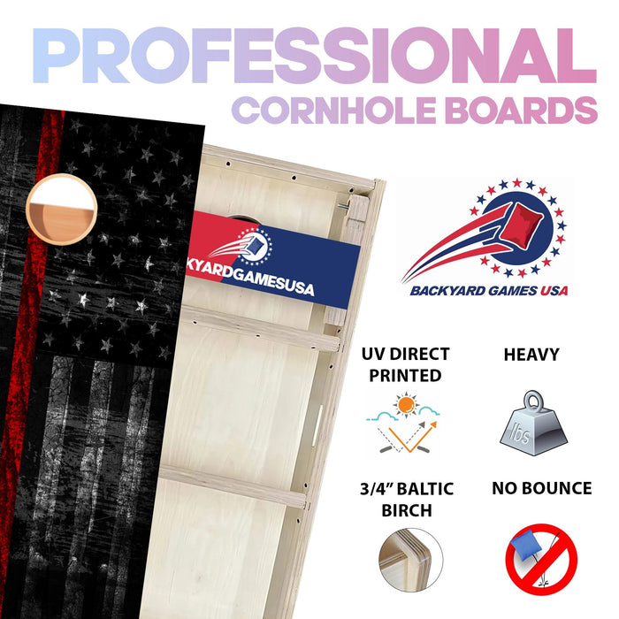 Dark Red Line Professional Cornhole Boards