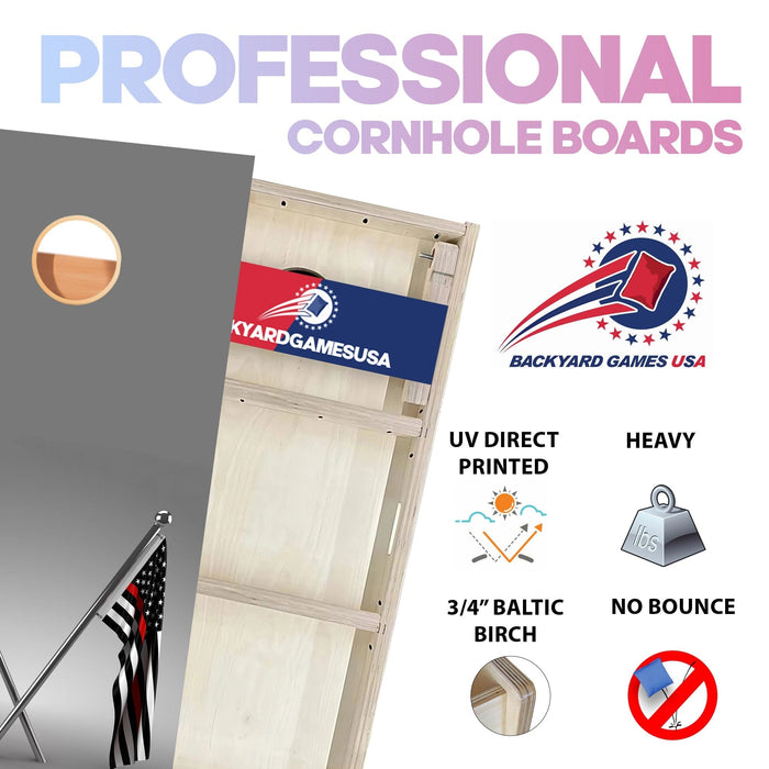 Blue Red Line Crossed Flag Professional Cornhole Boards