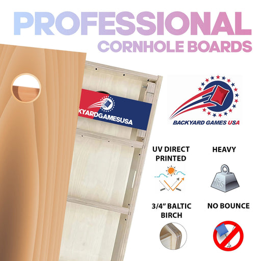 Tan Wood Grain Professional Cornhole Boards