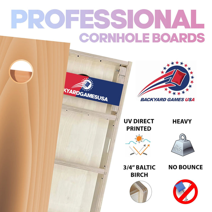 Tan Wood Grain Professional Cornhole Boards