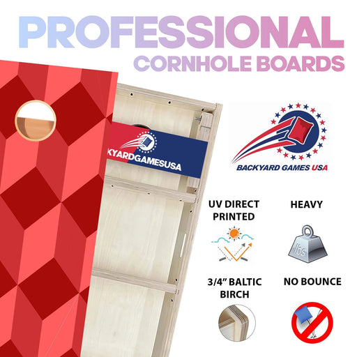 Red Shape Pattern Professional Cornhole Boards
