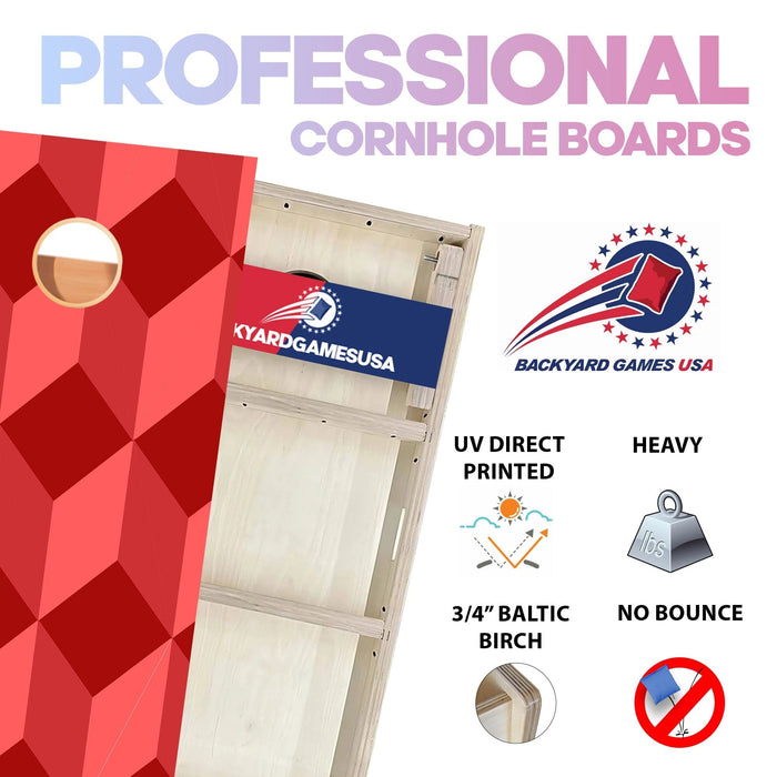 Red Shape Pattern Professional Cornhole Boards