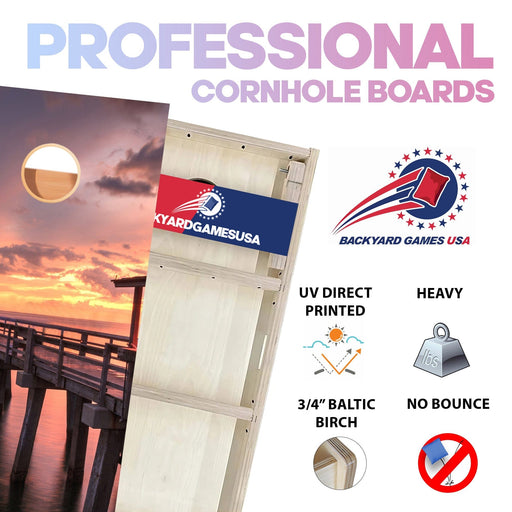 Dock Sunset Professional Cornhole Boards