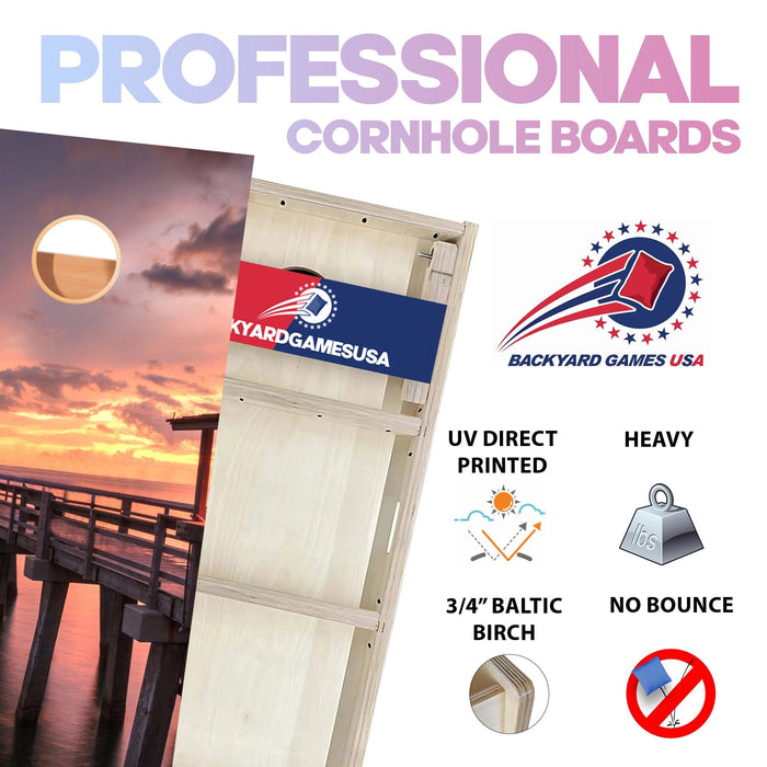 Dock Sunset Professional Cornhole Boards