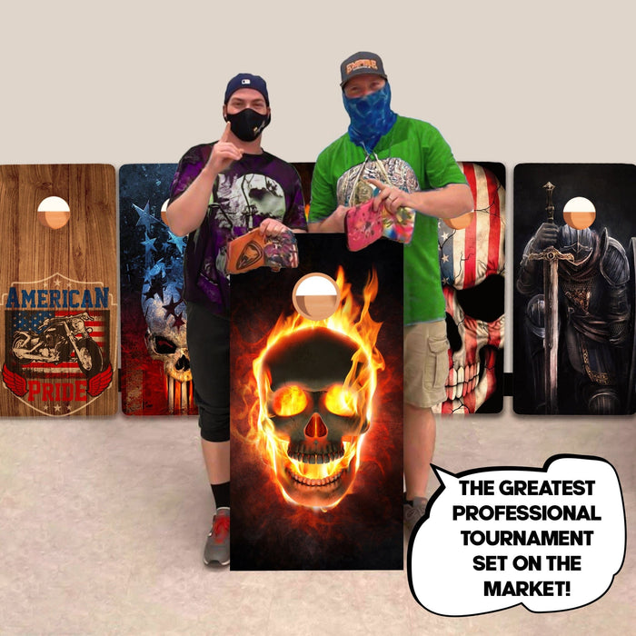 Fire Red Skull Professional Cornhole Boards