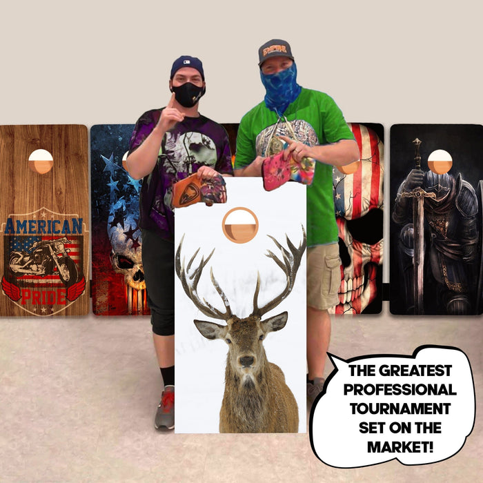 Deer White Back Professional Cornhole Boards