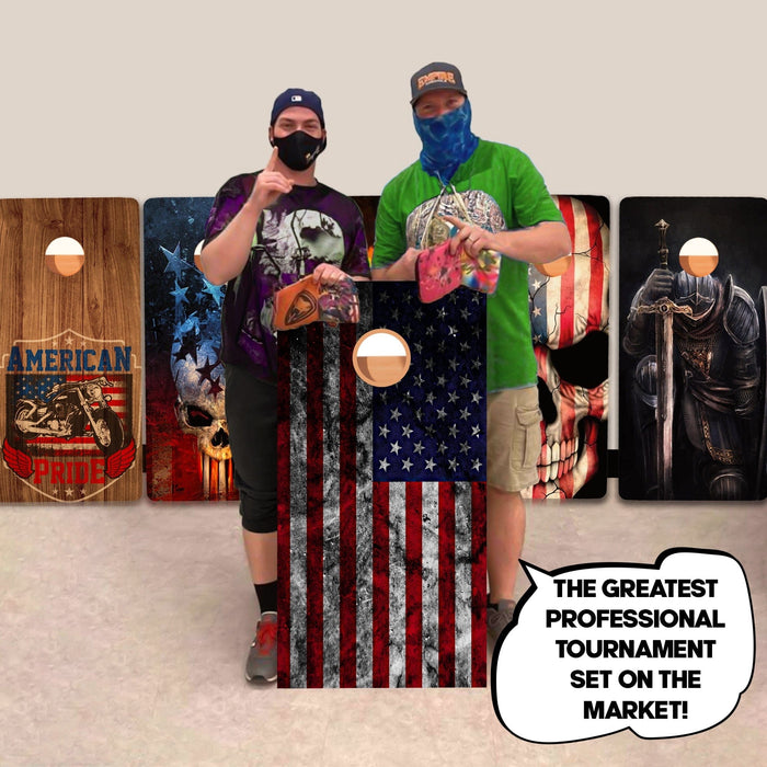 USA Flag with Black Color Professional Cornhole Boards