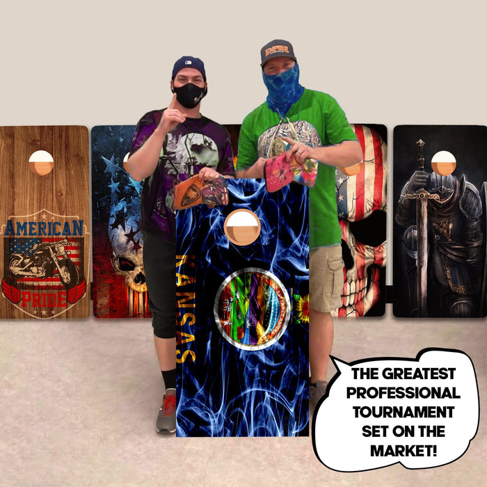 Kansas Windy Flag Professional Cornhole Boards