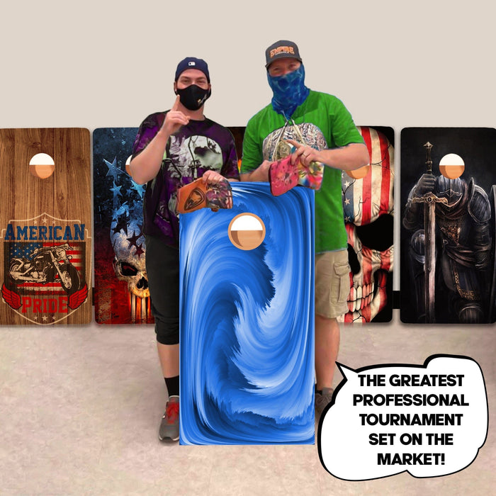 Blue Swirl Professional Cornhole Boards