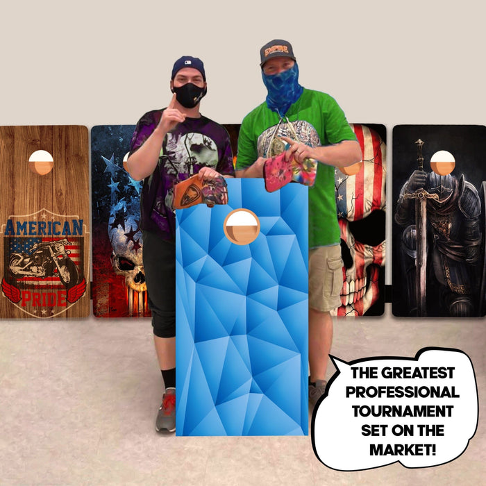 Blue Shape Pattern Professional Cornhole Boards
