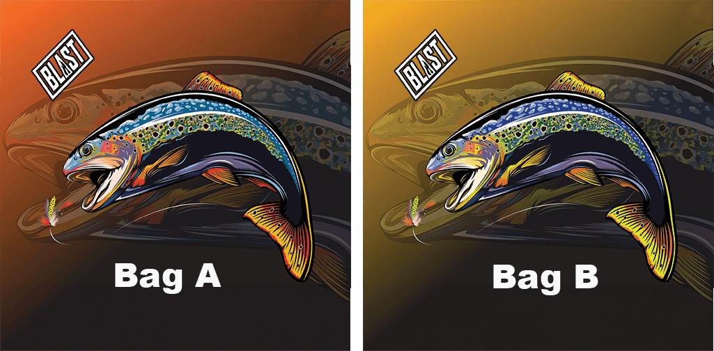 cornhole boards Blast Logo- Rainbow Trout Fishing Cornhole Boards