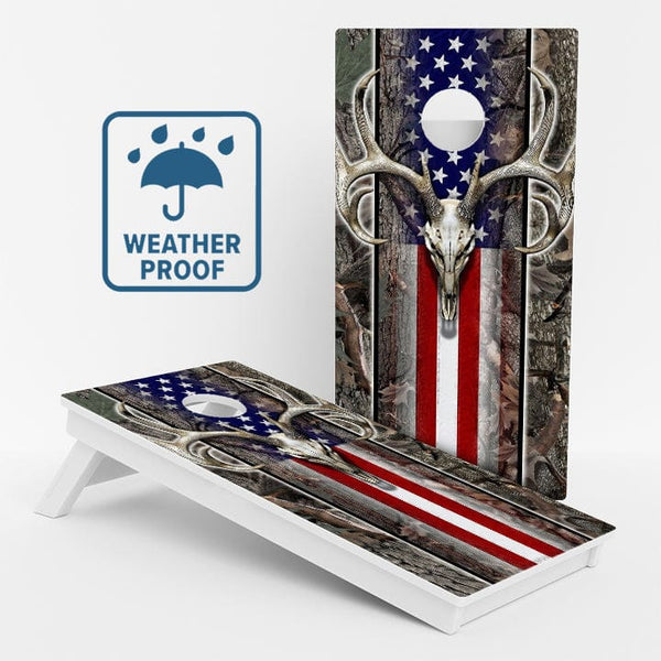 Boards Hunting American Flag Weather Proof Cornhole Boards