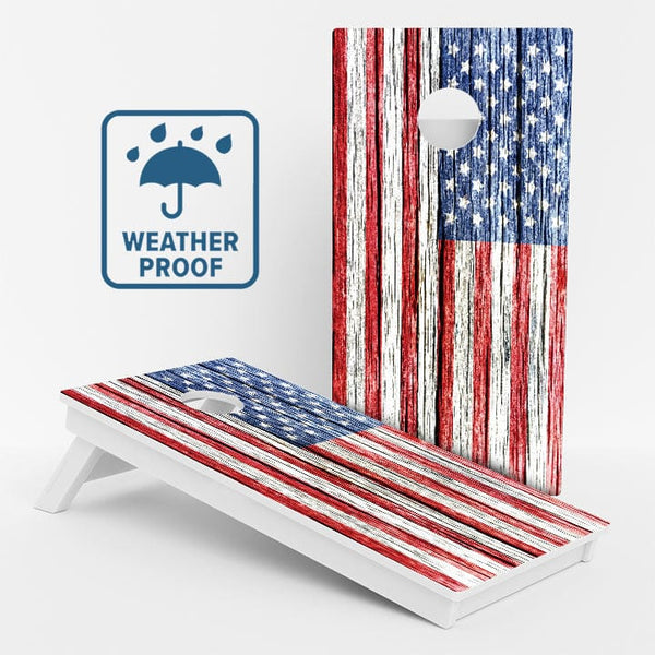 Boards Rustic Wood American Flag Weather Proof Cornhole Boards