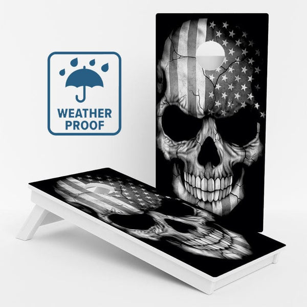 Boards American Grey Skull Weather Proof Cornhole Boards