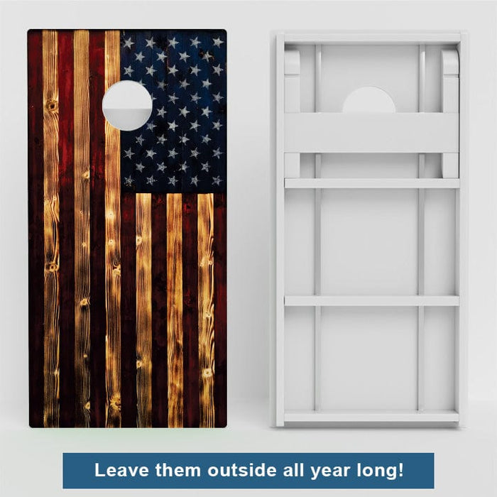 Boards Rustic American Flag Weather Proof Cornhole Boards