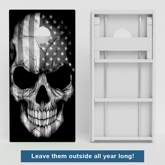 Boards American Grey Skull Weather Proof Cornhole Boards