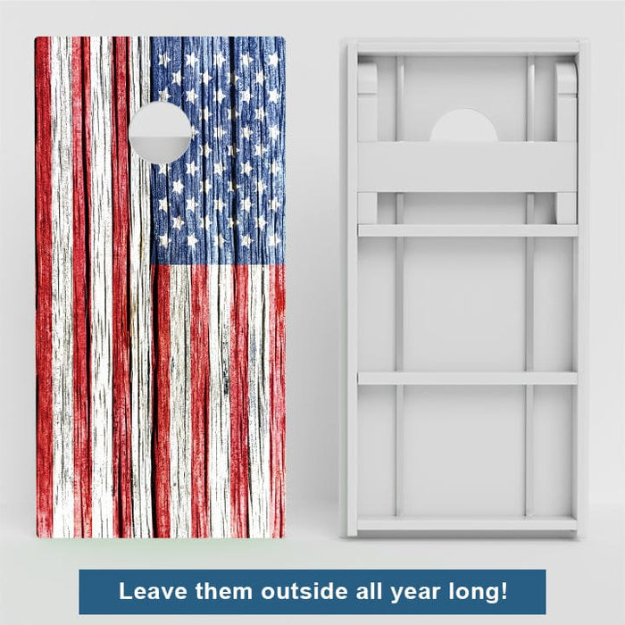 Boards Rustic Wood American Flag Weather Proof Cornhole Boards