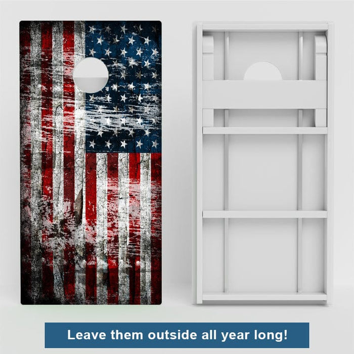 Boards Rustic American Flag Weather Proof Cornhole Boards
