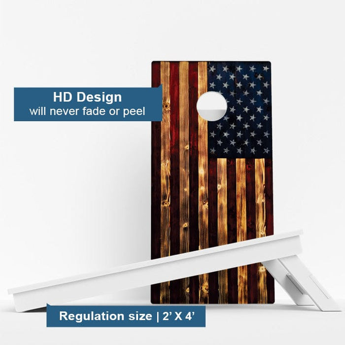 Boards Rustic American Flag Weather Proof Cornhole Boards