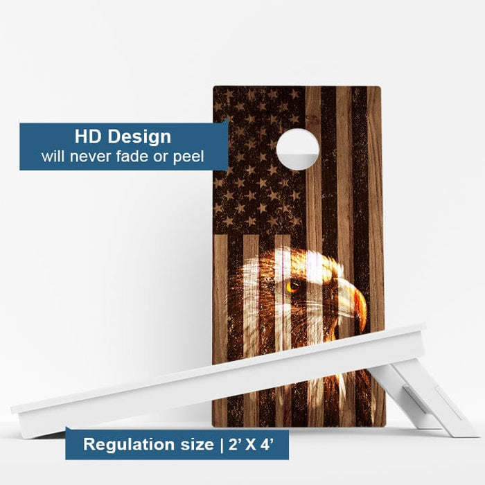 Boards Faded Bald Eagle American Flag Weather Proof Cornhole Boards