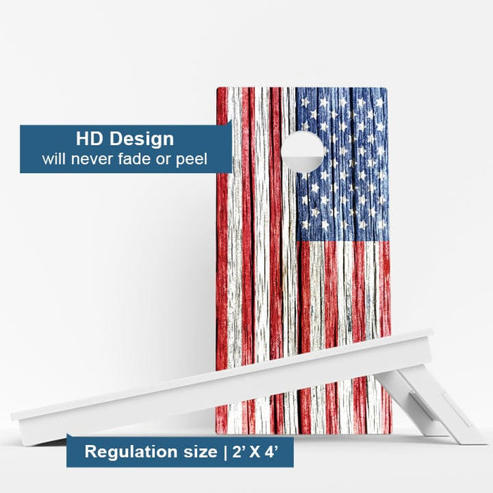 Boards Rustic Wood American Flag Weather Proof Cornhole Boards