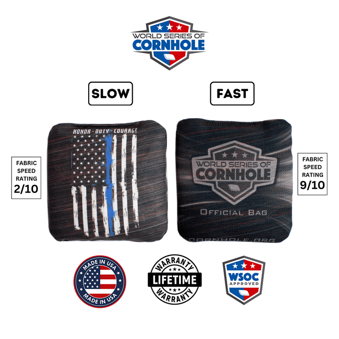 World Series of Cornhole Official 6-IN Professional Cornhole Bag Rapter - Thin Blue Line