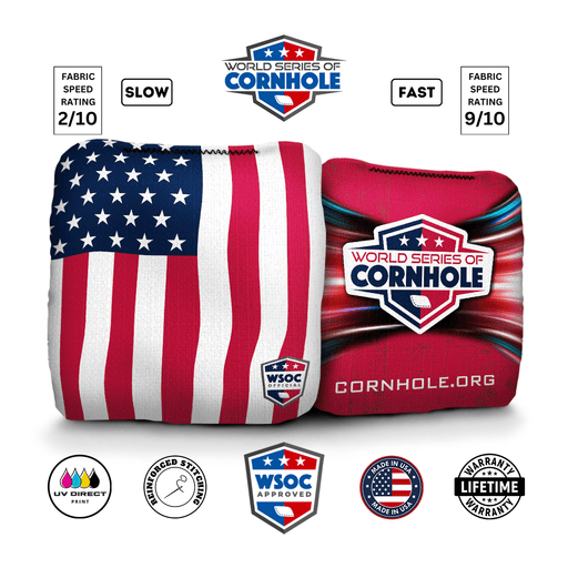 World Series of Cornhole 6-IN Professional Cornhole Bag Rapter - Patriotic Flag