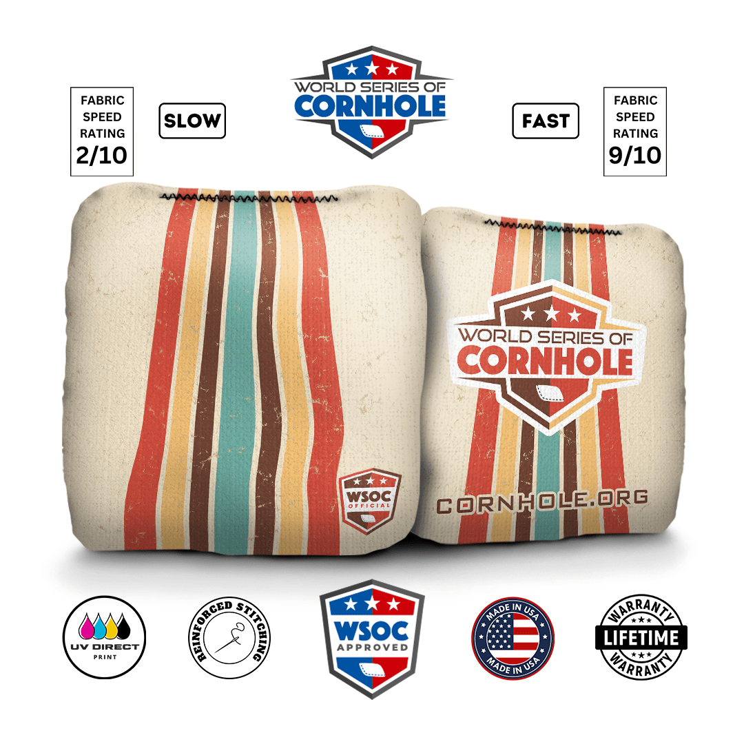 Cornhole Bags World Series of Cornhole Official 6-IN Professional Cornhole Bag Rapter - Retro Stripes