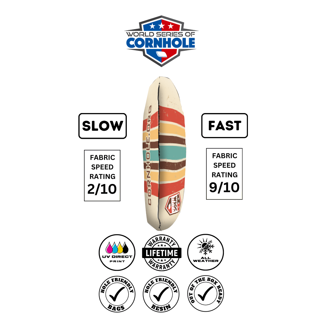 Cornhole Bags World Series of Cornhole Official 6-IN Professional Cornhole Bag Rapter - Retro Stripes
