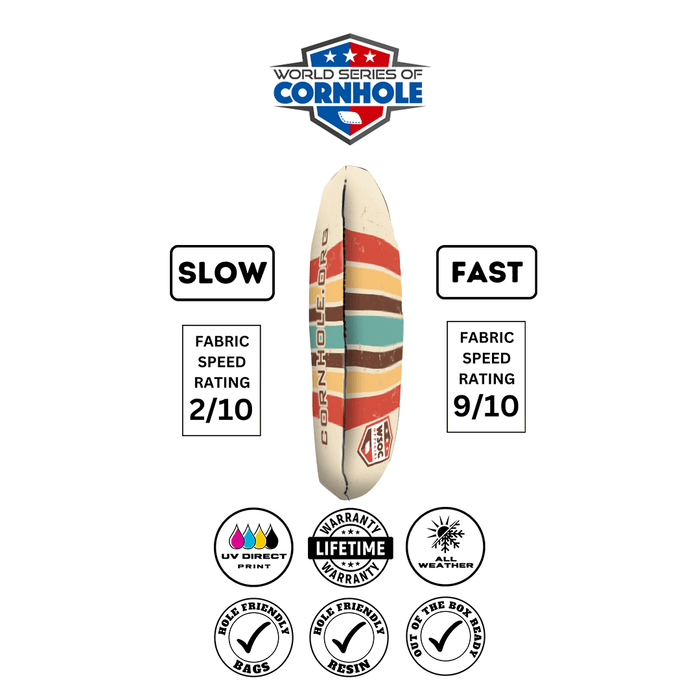 Cornhole Bags World Series of Cornhole Official 6-IN Professional Cornhole Bag Rapter - Retro Stripes