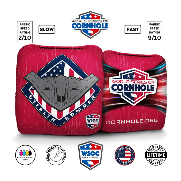 World Series of Cornhole Official 6-IN Professional Cornhole Bag Rapter - Stealth Bomber Red