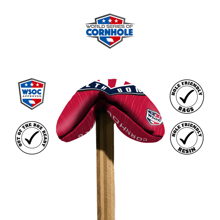 World Series of Cornhole Official 6-IN Professional Cornhole Bag Rapter - Stealth Bomber Red