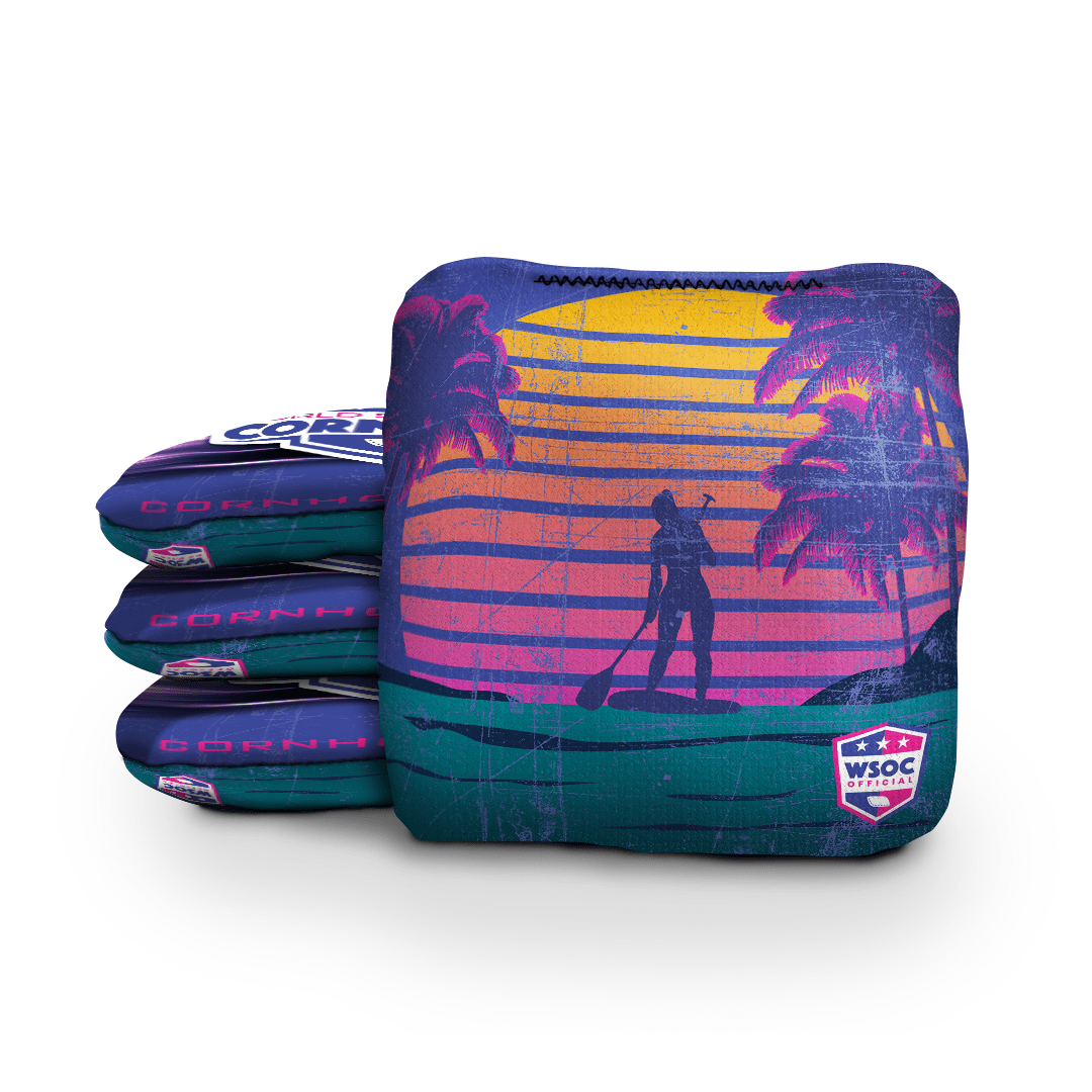 Cornhole Bags World Series of Cornhole 6-IN Professional Cornhole Bag Rapter - Beach Sunset Purple