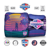 Cornhole Bags World Series of Cornhole 6-IN Professional Cornhole Bag Rapter - Beach Sunset Purple