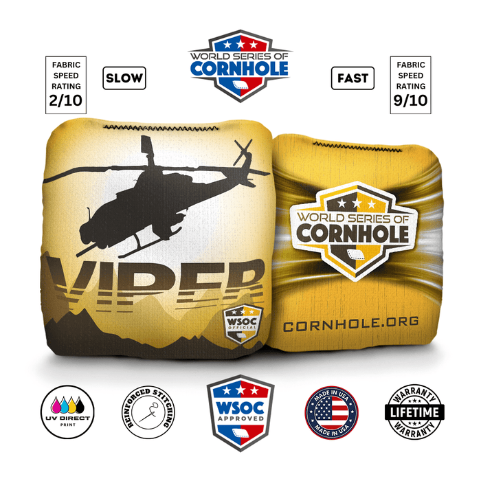 World Series of Cornhole Official 6-IN Professional Cornhole Bag Rapter - Viper Yellow