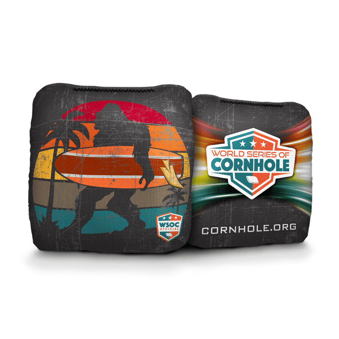 World Series of Cornhole Official 6-IN Professional Cornhole Bag Rapter - Surfing Sasquatch Black