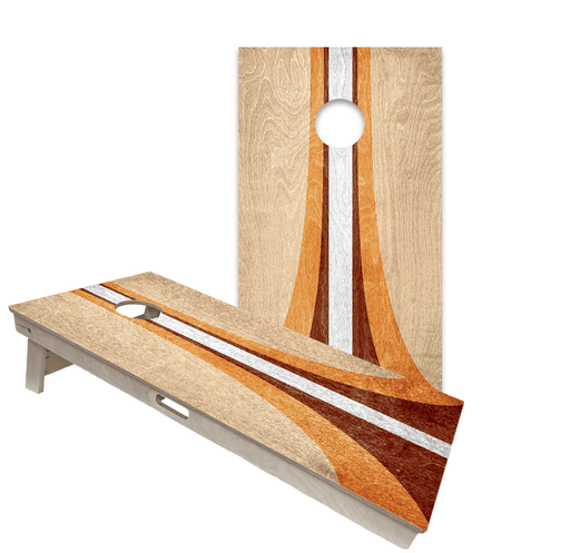 Cornhole Boards World Series of Cornhole Official 2' x 4' Professional Cornhole Board Runway 2402P - Retro Wood Curved Stripes