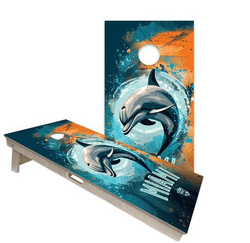 Cornhole Boards World Series of Cornhole Official 2' x 4' Professional Cornhole Board Runway 2402P - Miami Dolphins