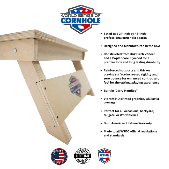 World Series of Cornhole Official 2' x 4' Professional Cornhole Board Runway 2402P -  Retro USA Stripes