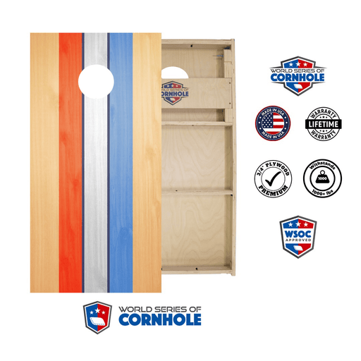 Cornhole Boards World Series of Cornhole Official 2' x 4' Professional Cornhole Board Runway 2402P -  Retro USA Stripes