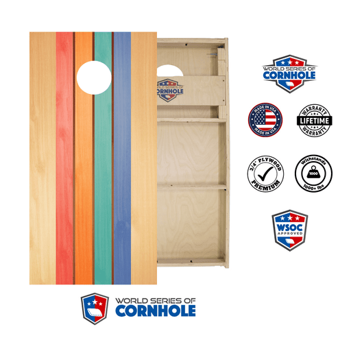 Professional 2x4 Boards - Runway World Series of Cornhole Official 2' x 4' Professional Cornhole Board Runway 2402P -  Retro Colored Stripes