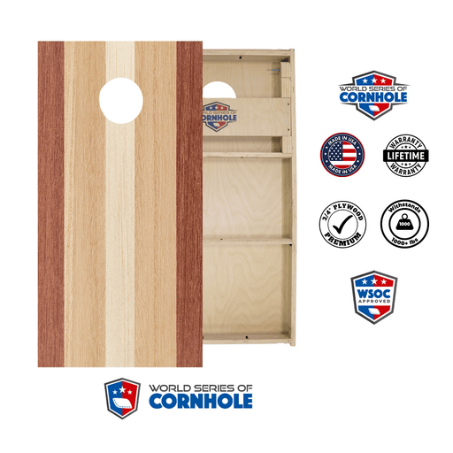 Professional 2x4 Boards - Runway World Series of Cornhole Official 2' x 4' Professional Cornhole Board Runway 2402P - Classic Striped Woody