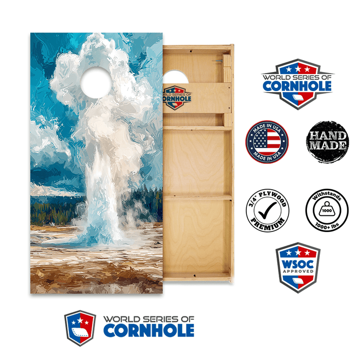 Cornhole Boards World Series of Cornhole Official 2' x 4' Professional Cornhole Board Runway 2402P - Yellowstone National Park Old Faithful